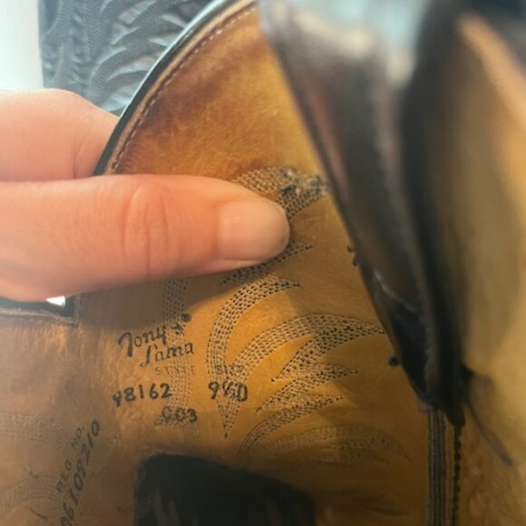 Women's Tony Llama Exotic Lizard Leather Black Cowboy Boots Sz 9.5D - Picture 4 of 11